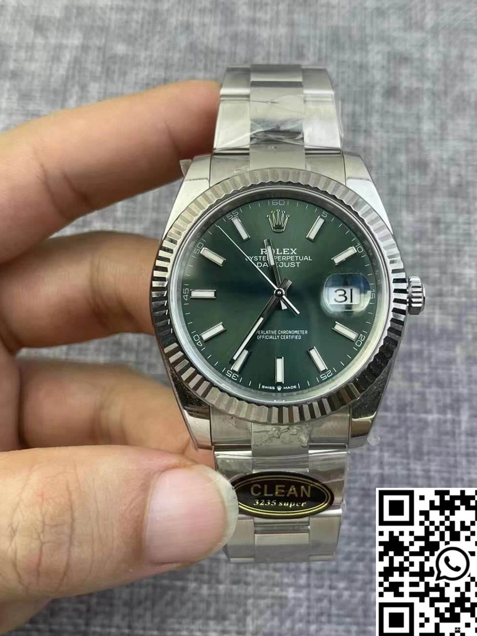 Dial Rolex M126334-0028 Factory Green Datejust Clean 0707